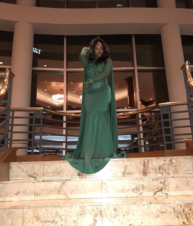 Mermaid Small Round Collar Long Sleeves Floor Length Beaded Applique Prom Dress With Cloak-showprettydress