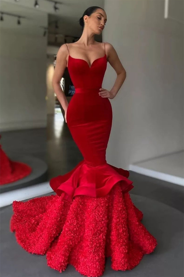 Mermaid Spaghetti strap Sweetheart Floor-length Sleeveless Prom Dress-showprettydress