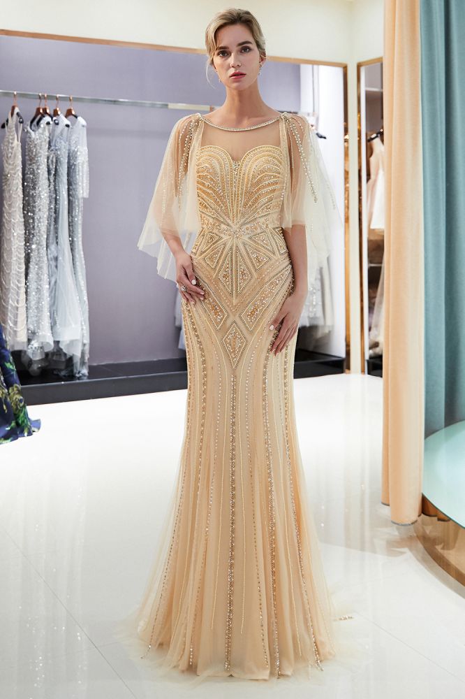 Mermaid Sweetheart Illusion Neckline Sequins Beading Evening Dresses-showprettydress