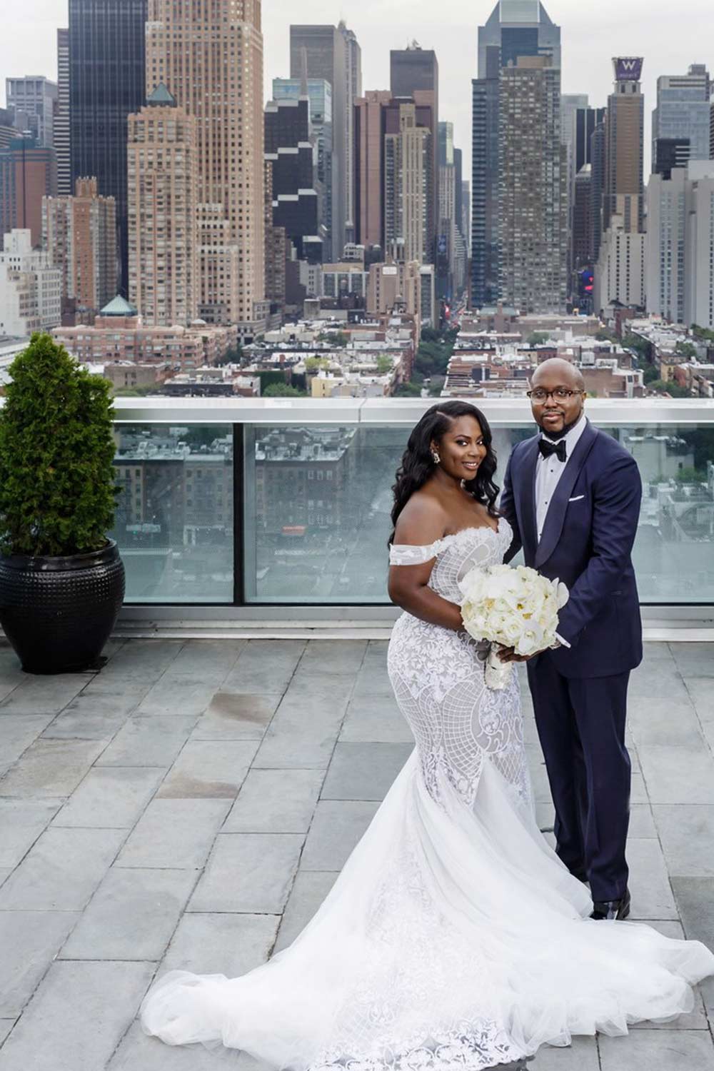 Modest Plus Size Long Mermaid Off-the-Shoulder Lace Wedding Dresses-showprettydress