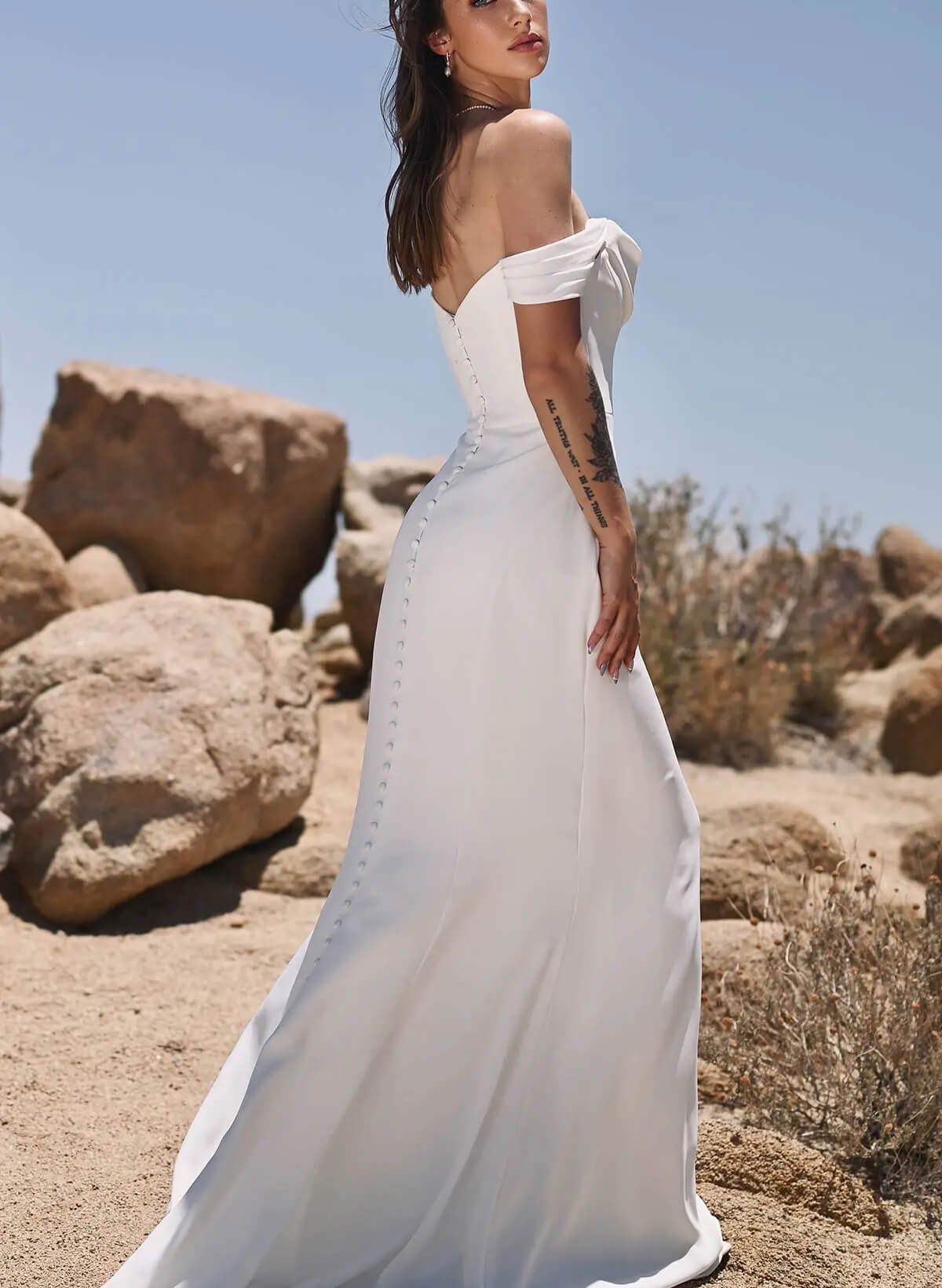 Off-the-Shoulder Wedding Dresses Cowl Neck-Showprettydress