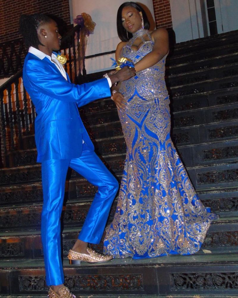 Plus Size Halter Sequins Appliques Long Mermaid Prom Dresses-showprettydress