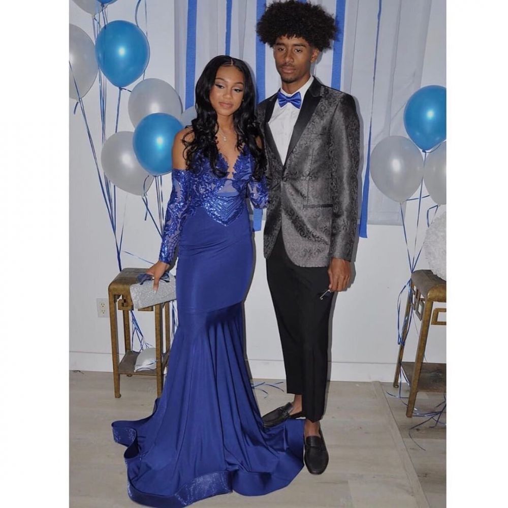 Royal Blue Mermaid Prom Party Gowns Sequined V-Neck Party Wear-showprettydress