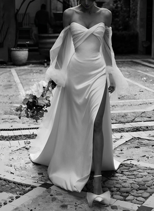 Satin Wedding Dress for Summer Beach Church Resort-Showprettydress