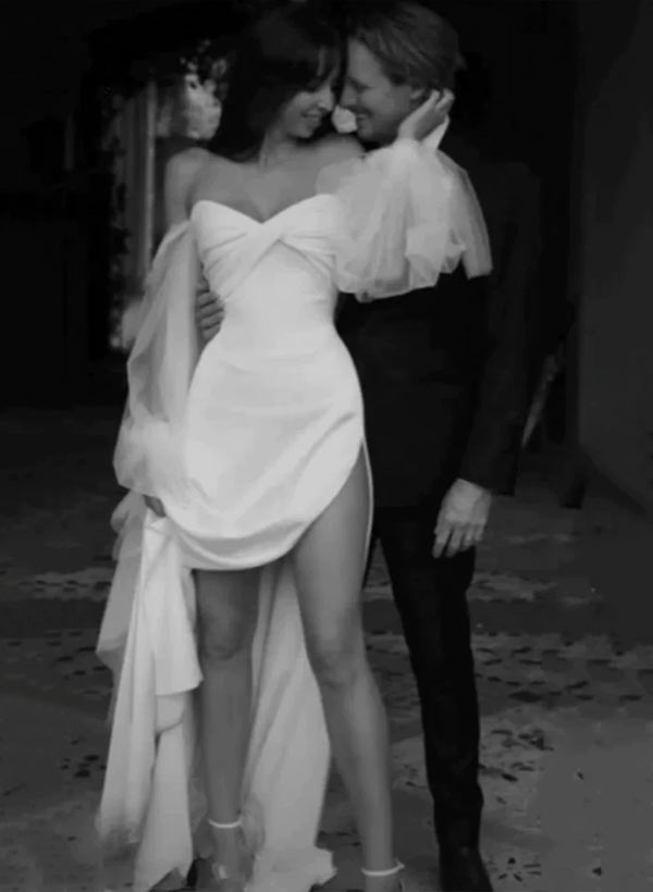 Satin Wedding Dress for Summer Beach Church Resort-Showprettydress