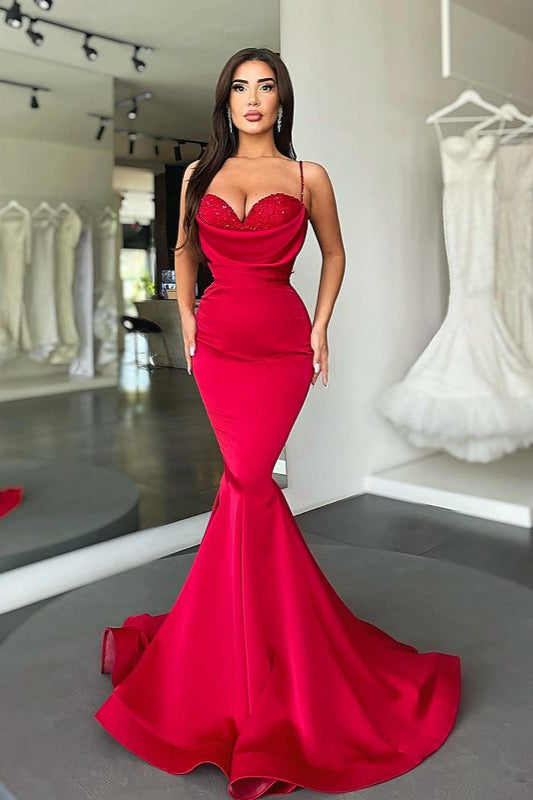 Sexy Red Long Mermaid Spaghetti Straps Satin Prom Dress Sexy Red Long Mermaid Spaghetti Straps Satin Prom Dress