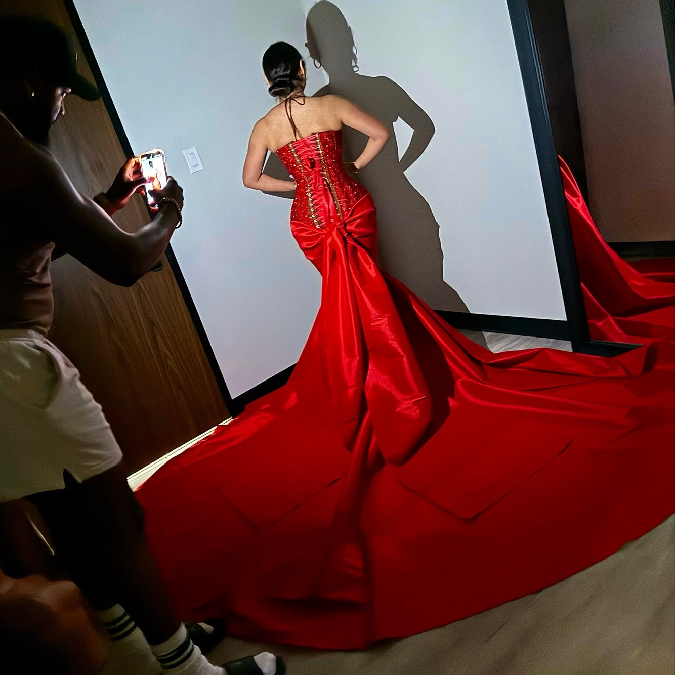 Sexy Red Sweetheart Mermaid Lace Up Sequins Prom Dress-showprettydress