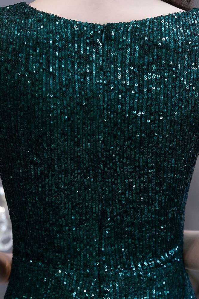 Shining Sequined Emerald Green Mermaid Cap sleeve Long Prom Party Gowns-showprettydress