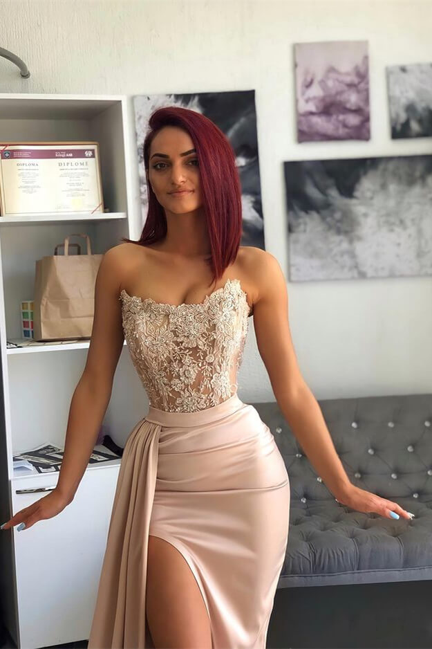 Showprettydess Amazing Sleeveless Mermaid Split Prom Dress with Appliques & Ruffles-showprettydress