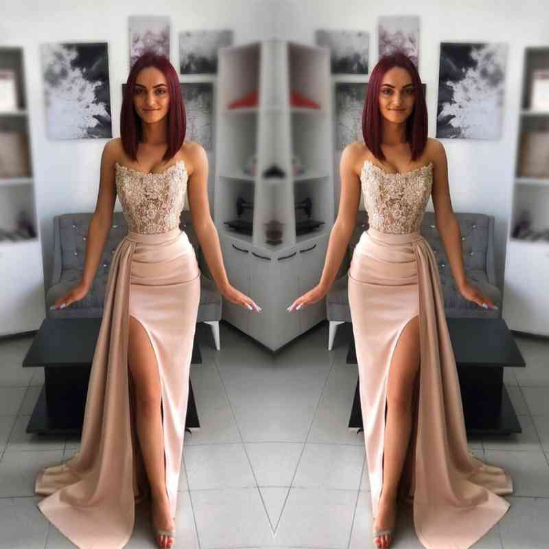 Showprettydess Amazing Sleeveless Mermaid Split Prom Dress with Appliques & Ruffles-showprettydress