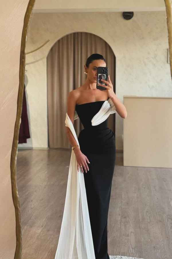 Showprettydess Black Strapless Mermaid Long Prom Dress Sleeveless-showprettydress