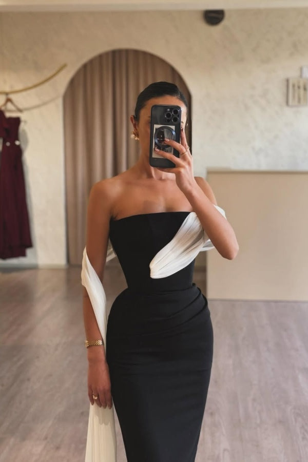 Showprettydess Black Strapless Mermaid Long Prom Dress Sleeveless-showprettydress