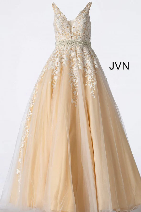 Showprettydess Black V-Neck Sleeveless Prom Dress with Appliqué Beadings-showprettydress