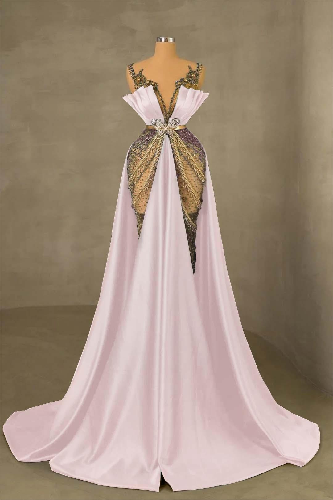 Showprettydess Charming Dark Green Satin Spaghetti Strap Pleated Mermaid Prom Dress with Beadings-showprettydress