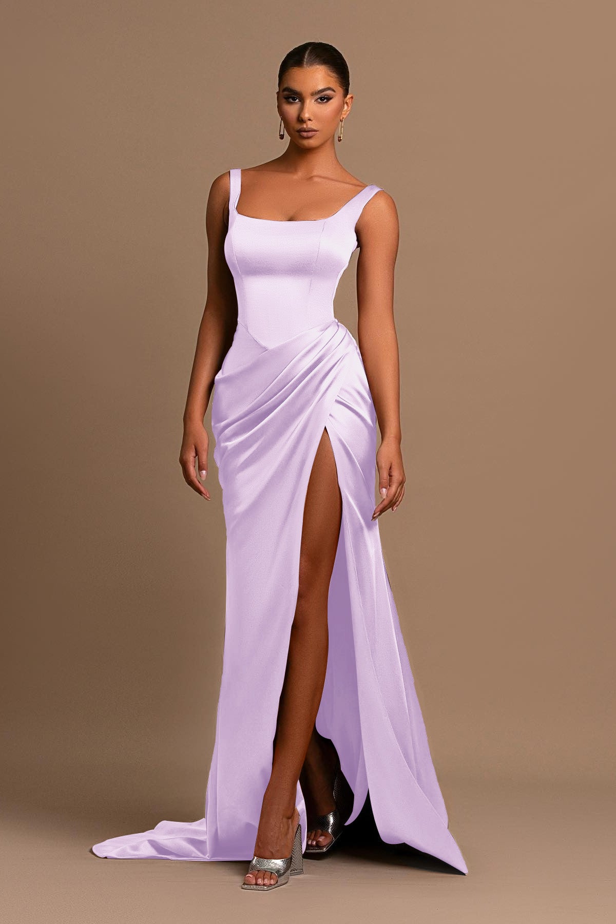 Showprettydess Dusty Rose Spaghetti-Straps Square Neck Mermaid Prom Dress Online-showprettydress