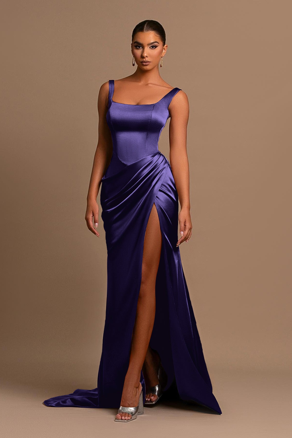 Showprettydess Dusty Rose Spaghetti-Straps Square Neck Mermaid Prom Dress Online-showprettydress