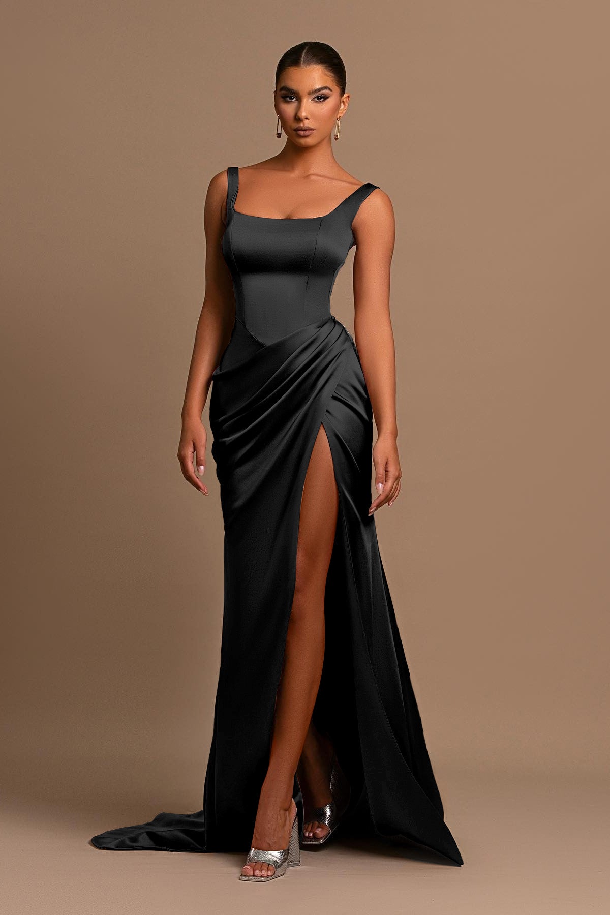 Showprettydess Dusty Rose Spaghetti-Straps Square Neck Mermaid Prom Dress Online-showprettydress