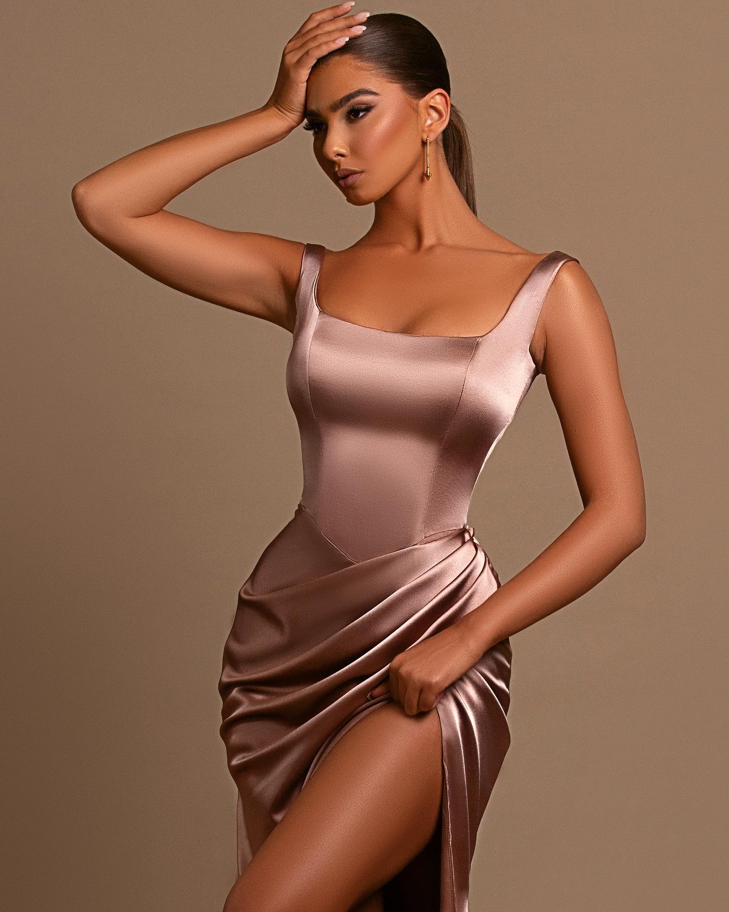 Showprettydess Dusty Rose Spaghetti-Straps Square Neck Mermaid Prom Dress Online-showprettydress