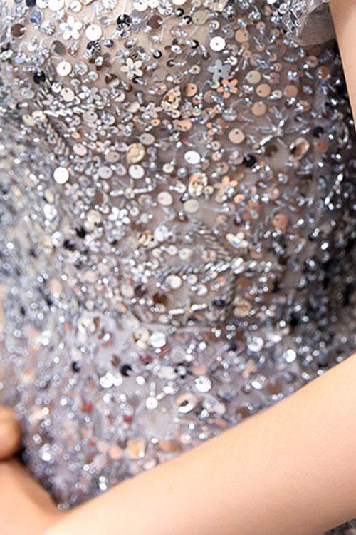 Showprettydess Gorgeous Long Prom Dress with Short Sleeves & Sequins-showprettydress