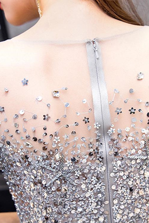 Showprettydess Gorgeous Long Prom Dress with Short Sleeves & Sequins-showprettydress