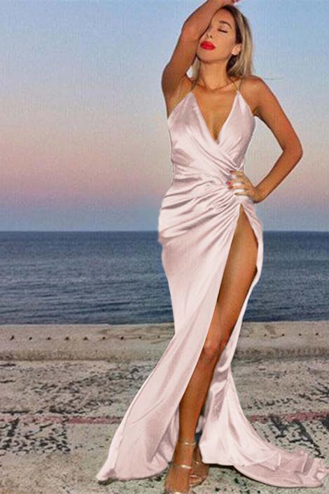 Showprettydess Green V-Neck Mermaid Prom Dress Sleeveless with Split-showprettydress