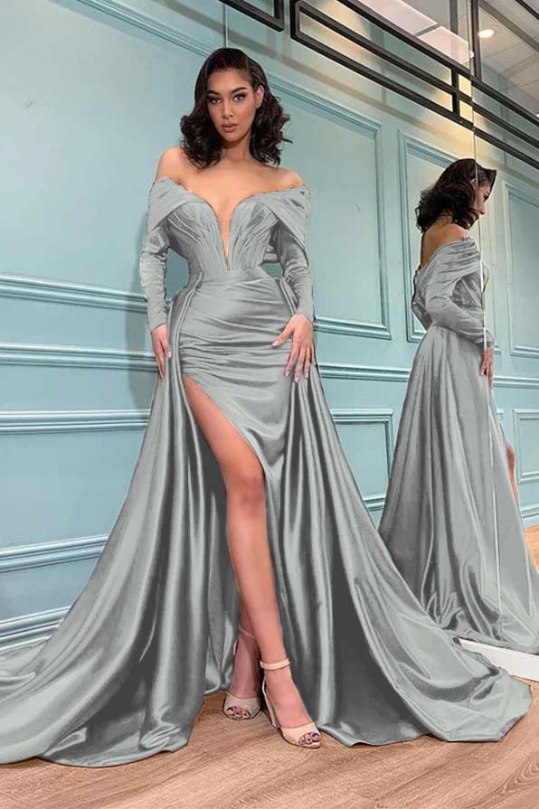 Showprettydess Long Sleeves Burgundy Evening Mermaid Dress-showprettydress