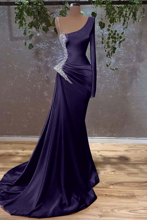 Showprettydess Long Sleeves Mermaid Burnt Orange Prom Dress with Beads-showprettydress