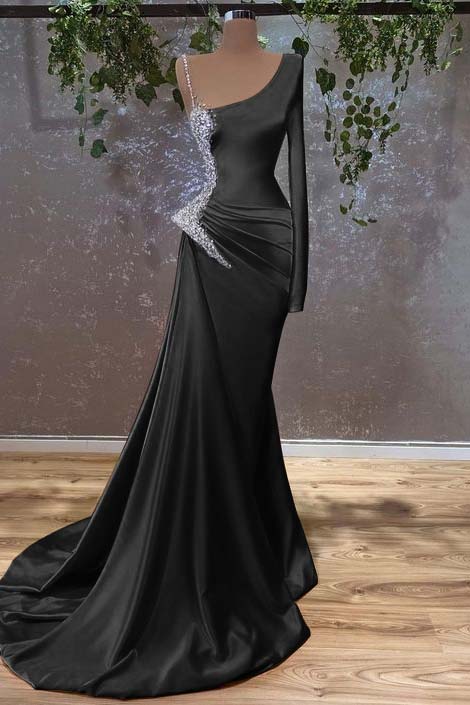 Showprettydess Long Sleeves Mermaid Burnt Orange Prom Dress with Beads-showprettydress