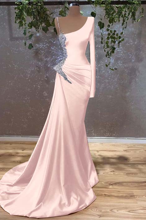 Showprettydess Long Sleeves Mermaid Burnt Orange Prom Dress with Beads-showprettydress