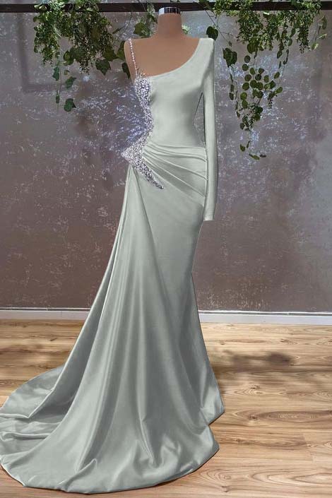 Showprettydess Long Sleeves Mermaid Burnt Orange Prom Dress with Beads-showprettydress