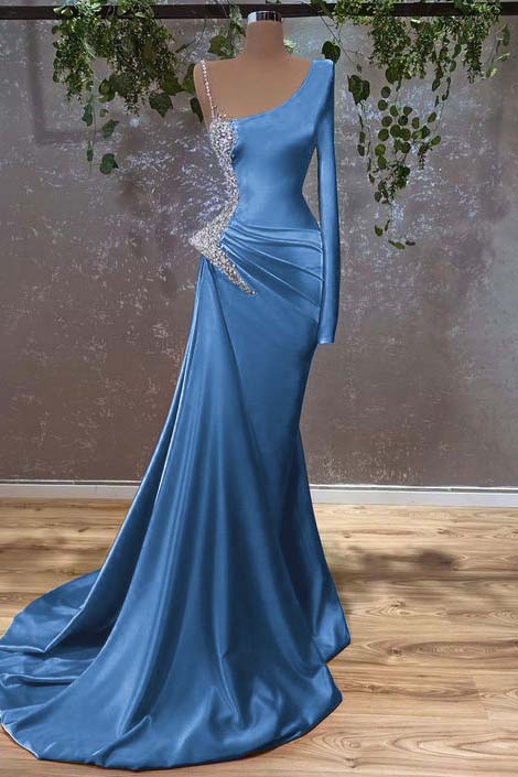 Showprettydess Long Sleeves Mermaid Burnt Orange Prom Dress with Beads-showprettydress