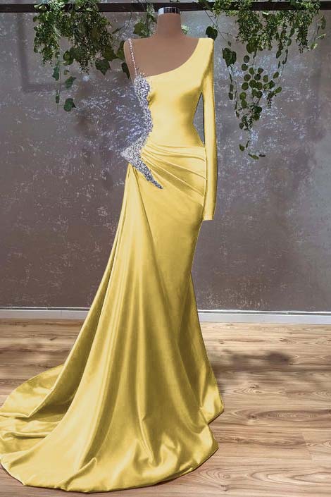 Showprettydess Long Sleeves Mermaid Burnt Orange Prom Dress with Beads-showprettydress