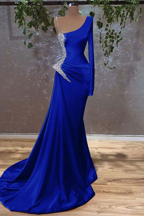 Showprettydess Long Sleeves Mermaid Burnt Orange Prom Dress with Beads-showprettydress