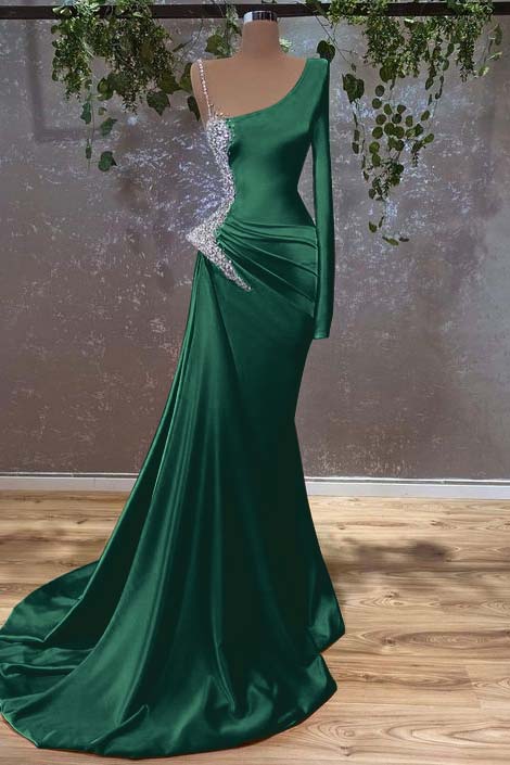 Showprettydess Long Sleeves Mermaid Burnt Orange Prom Dress with Beads-showprettydress