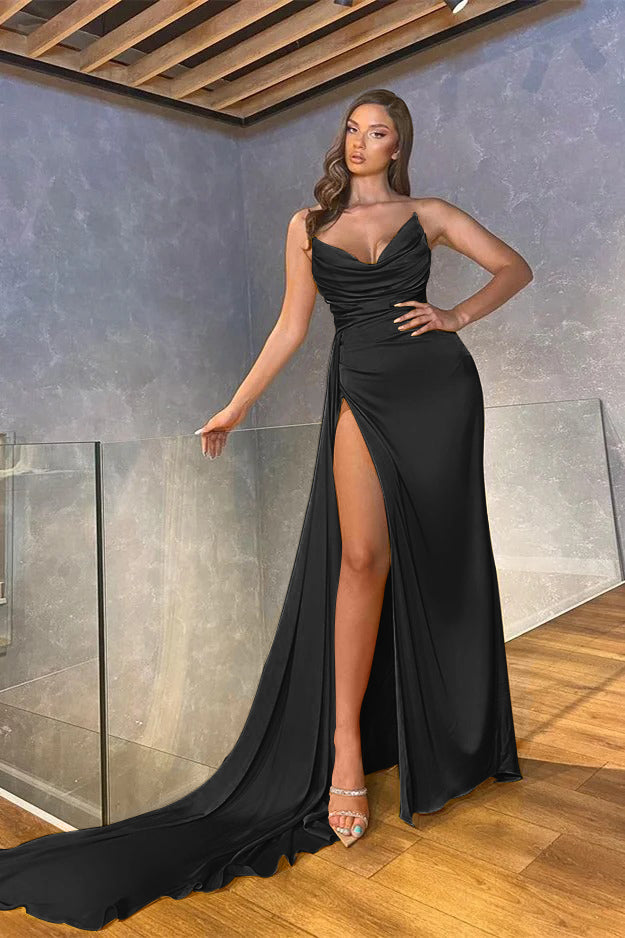 Showprettydess Mermaid Long Pleated Split Prom Dress-showprettydress