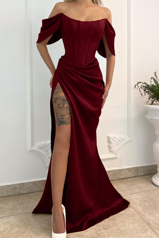 Showprettydess Off-the-Shoulder Mermaid Long Prom Dress with Split-showprettydress