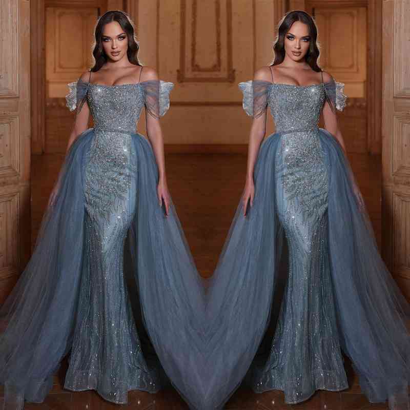 Showprettydess Off-the-Shoulder Mermaid Prom Dress with Tulle Ruffles & Appliqu¨¦s-showprettydress