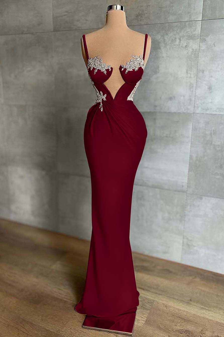 Showprettydess Pink Spaghetti-Strap Mermaid Prom Dress Sleeveless-showprettydress