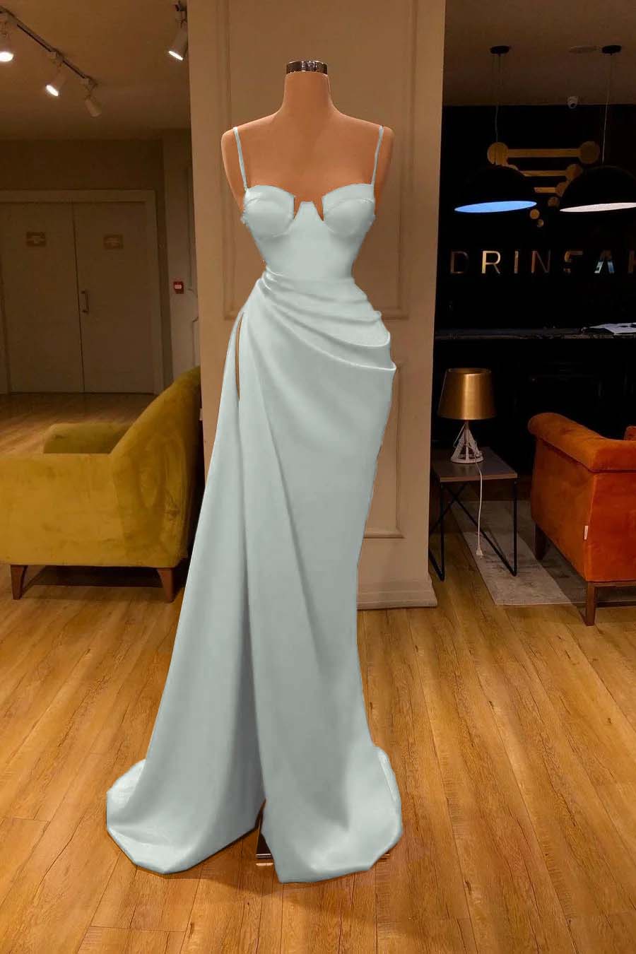 Showprettydess Red Mermaid Prom Dress with Spaghetti Straps & Split-showprettydress