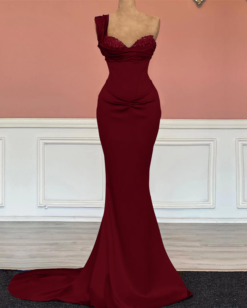 Showprettydess Royal Blue Long Mermaid Sweetheart One-Shoulder Prom Dress with Sequins-showprettydress