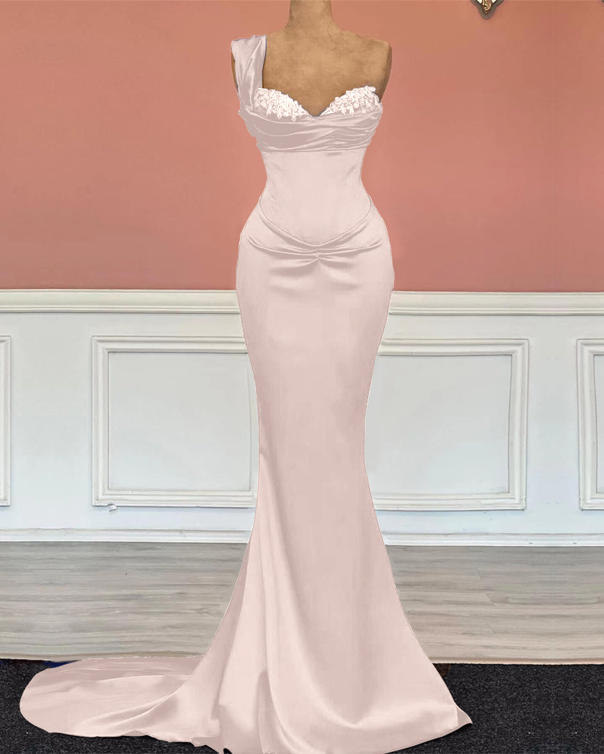 Showprettydess Royal Blue Long Mermaid Sweetheart One-Shoulder Prom Dress with Sequins-showprettydress