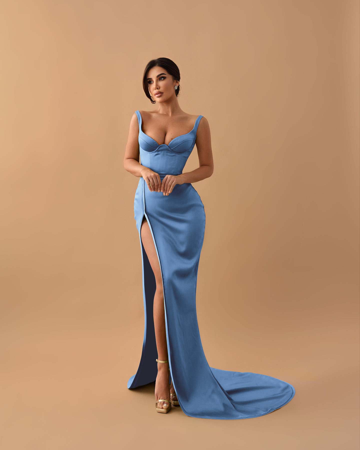 Showprettydess Sage Mermaid Prom Dress with Spaghetti Straps & Split-showprettydress