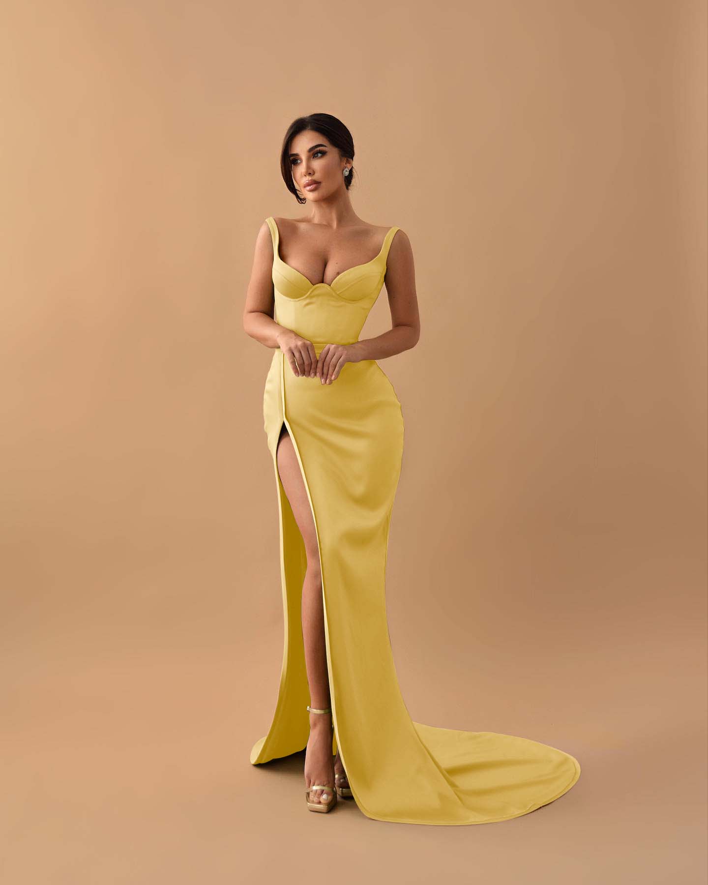 Showprettydess Sage Mermaid Prom Dress with Spaghetti Straps & Split-showprettydress