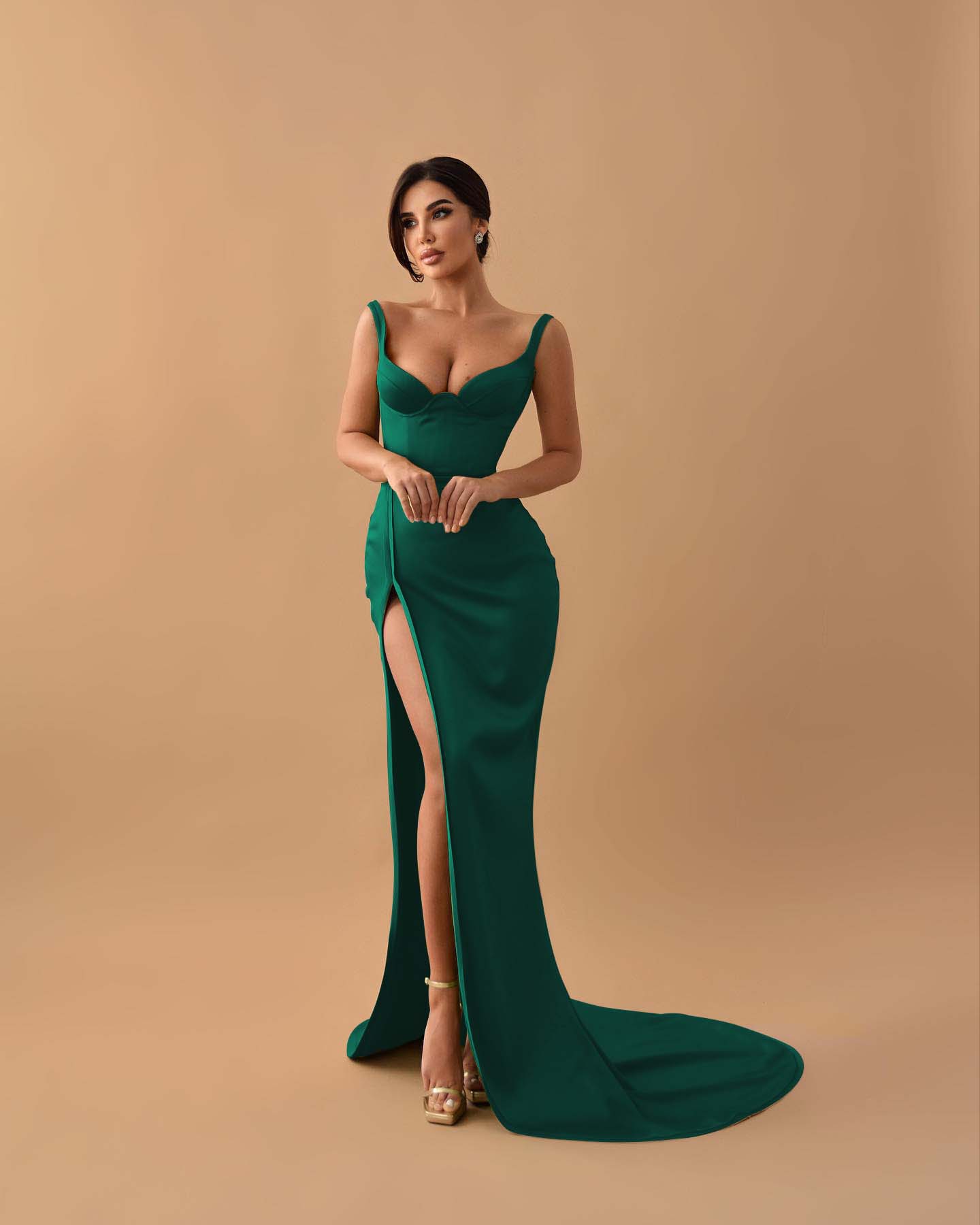 Showprettydess Sage Mermaid Prom Dress with Spaghetti Straps & Split-showprettydress