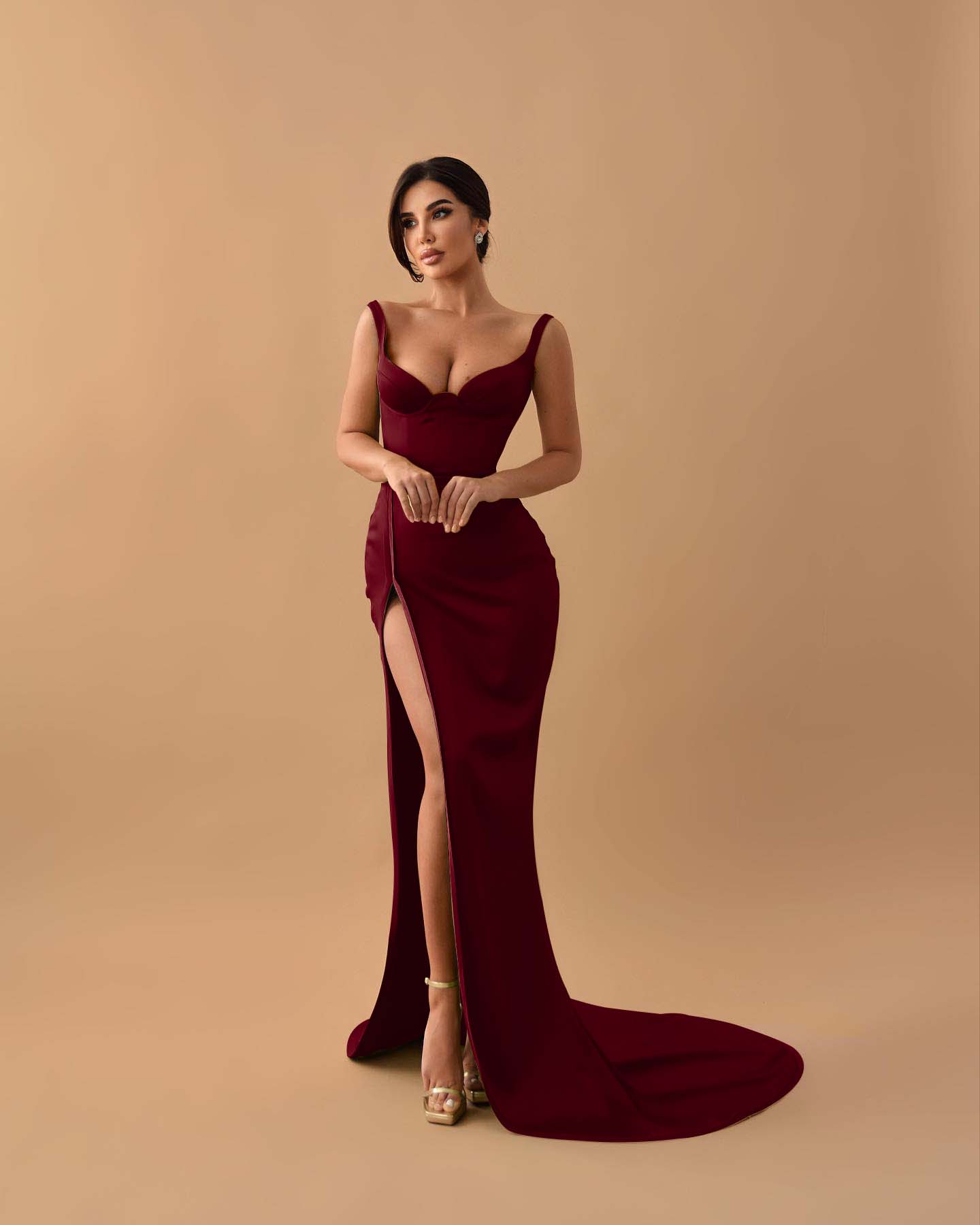 Showprettydess Sage Mermaid Prom Dress with Spaghetti Straps & Split-showprettydress