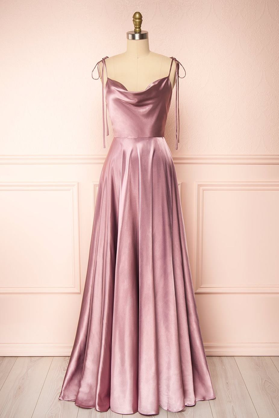 Showprettydess Simple Spaghetti Strap Prom Dress with Split & Open Back-showprettydress