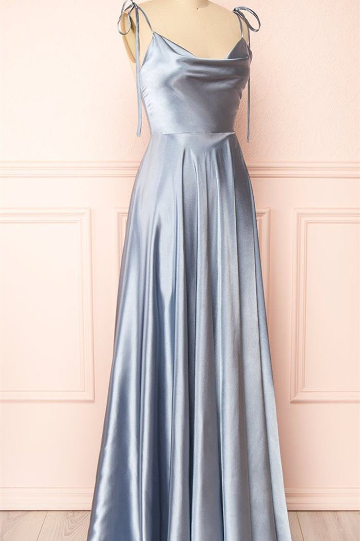 Showprettydess Simple Spaghetti Strap Prom Dress with Split & Open Back-showprettydress
