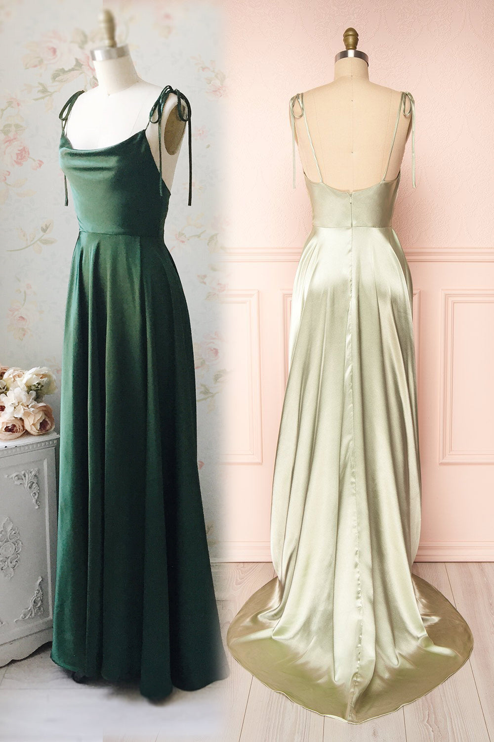 Showprettydess Simple Spaghetti Strap Prom Dress with Split & Open Back-showprettydress