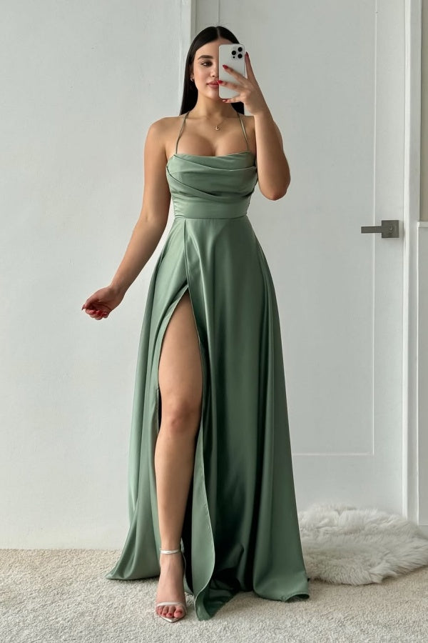 Showprettydess Strapless Long Prom Dress Sleeveless with Split-showprettydress