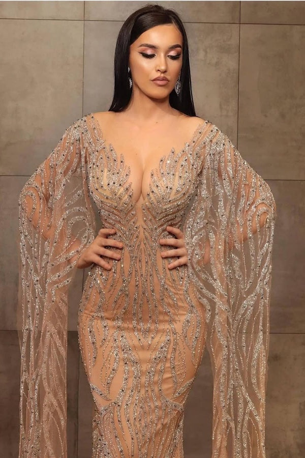 Showprettydess Strapless Long Tulle Mermaid Prom Dress with Beads-showprettydress